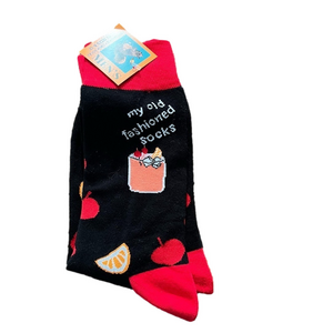 🍭6/$30 New Orange Pop Old Fashioned Cocktail Drink Crew Socks - Size 8-12 shoe
